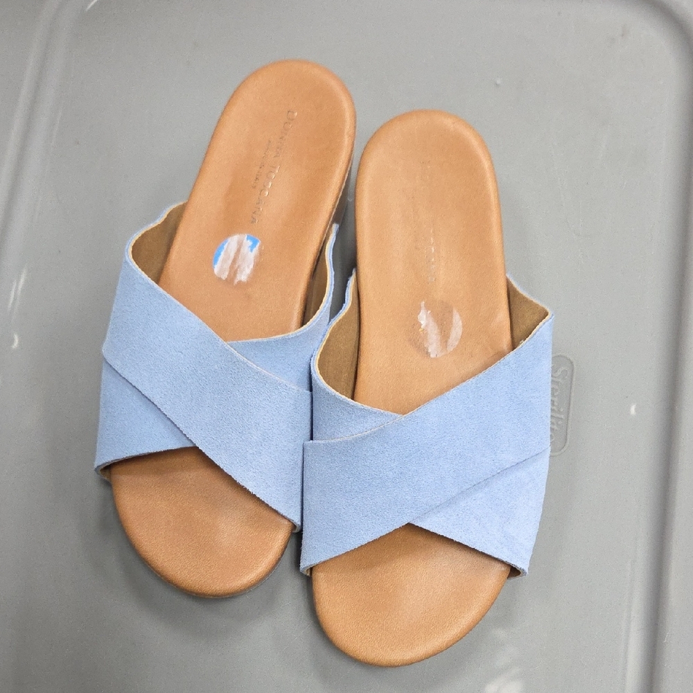 Donna Tiscana Women's Blue Slide  Sandals 7.5 Made In Italy